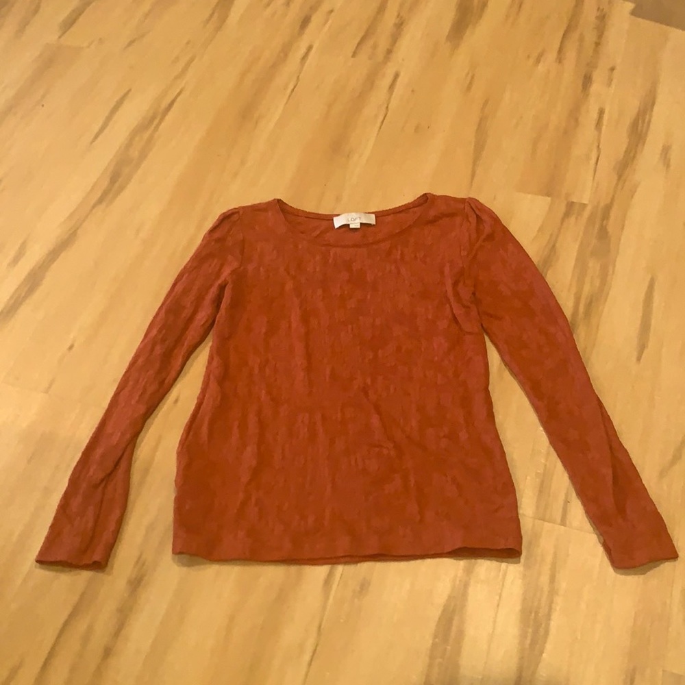 Loft orange lace overlay shirt